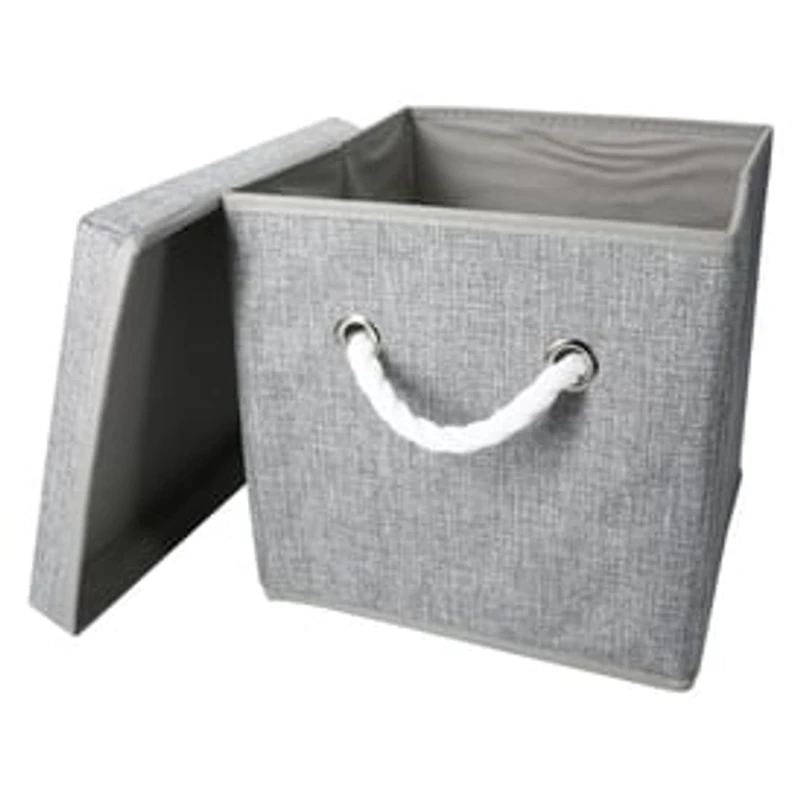 Collapsible Fabric Storage Cube With Rope Handles 10in