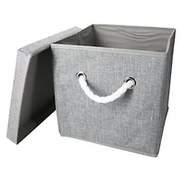 Collapsible Fabric Storage Cube With Rope Handles 10in