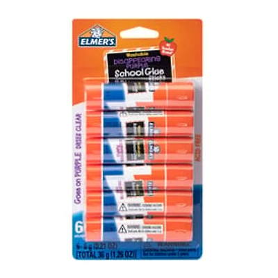Elmer's® Washable Disappearing Purple School Glue Sticks 6-Count