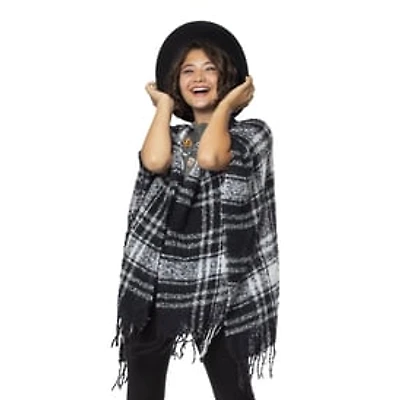 Plaid Woven Ruana Wrap
