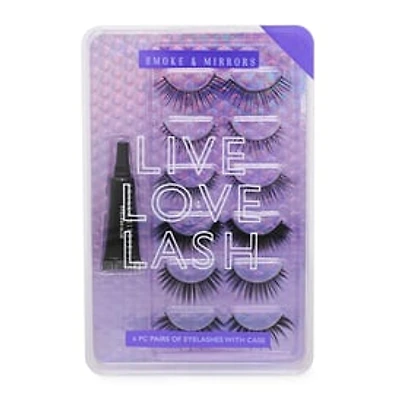 Live, Love, Lash Fake Eyelashes 6-Pair Set With Glue & Case