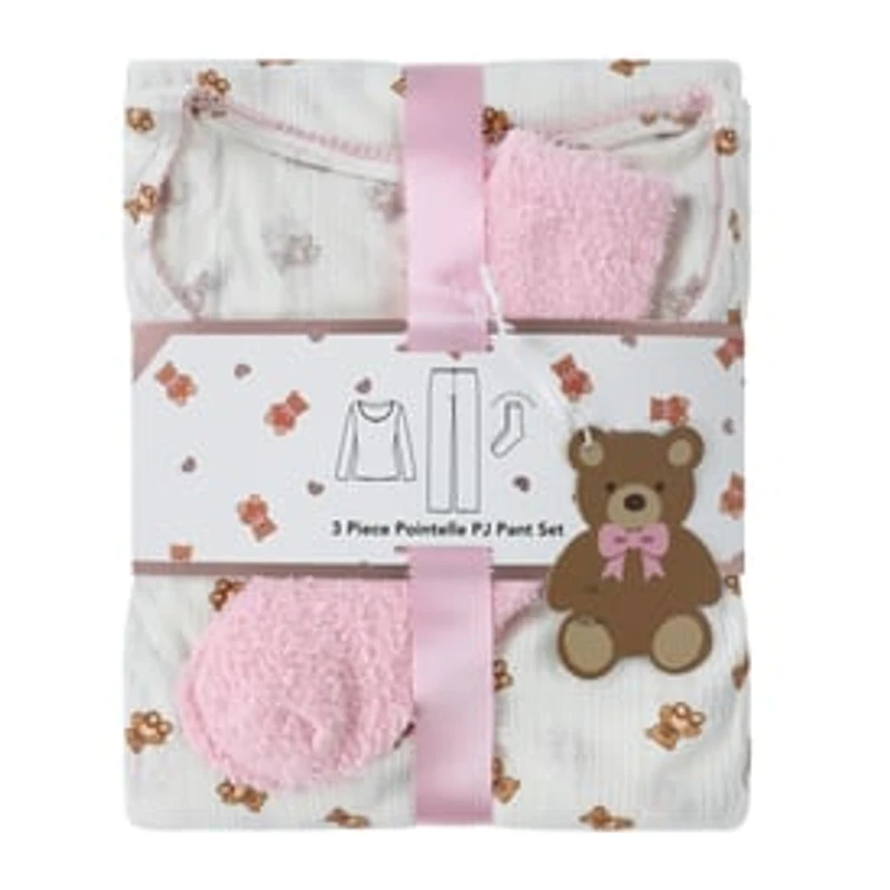 Juniors 3-Piece Pointelle Pajama Set