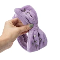 Rhinestone Plush Headband - Purple