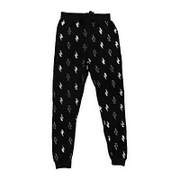 Juniors Plush Joggers - Black w/ Metallic Foil Lightning