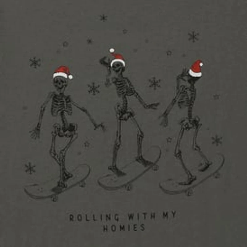 Skateboarding Santa Skeleton Graphic Tee