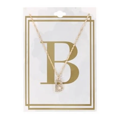 Letter B Diamond initial Charm Necklace