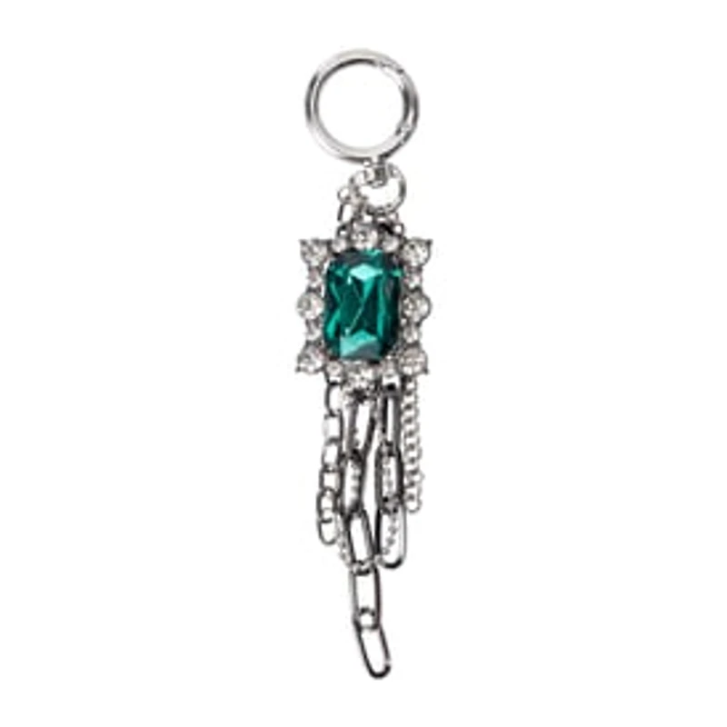Charmed Green Gem Cluster Key Ring