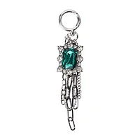 Charmed Green Gem Cluster Key Ring