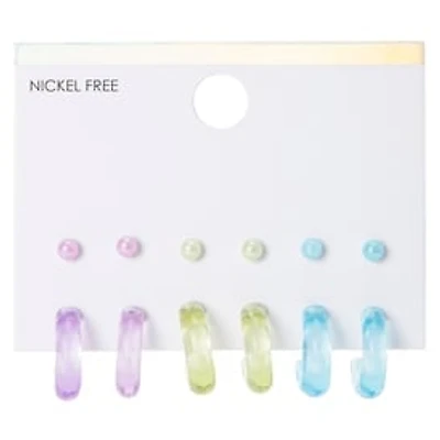 Clear Hoops & Studs 6-Pair Jewelry Set