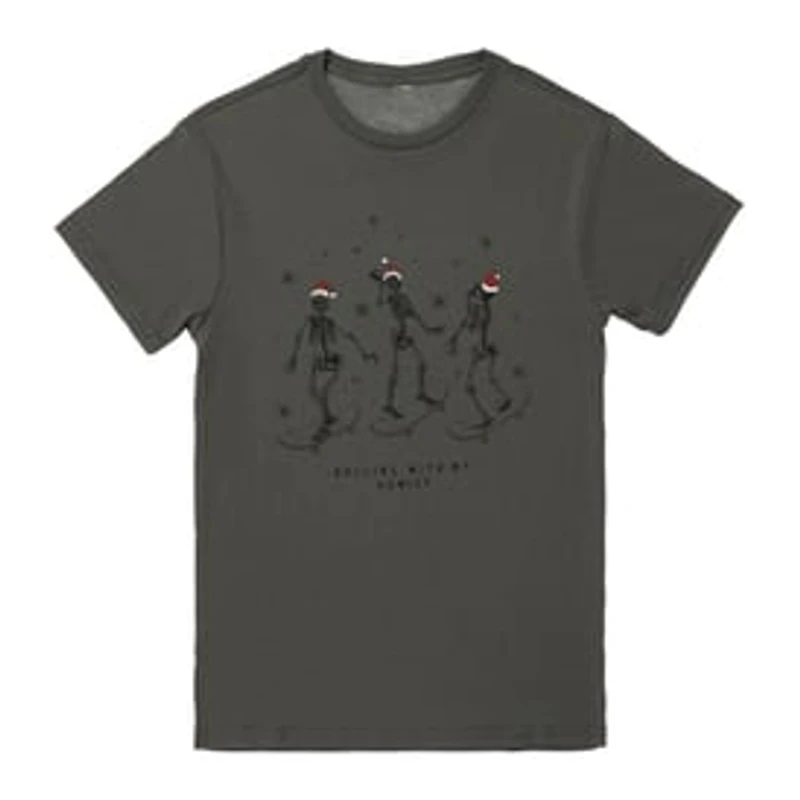 Skateboarding Santa Skeleton Graphic Tee
