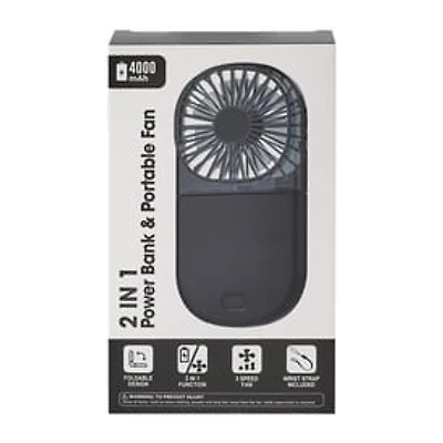 Power Bank & Portable Fan 2-In-1