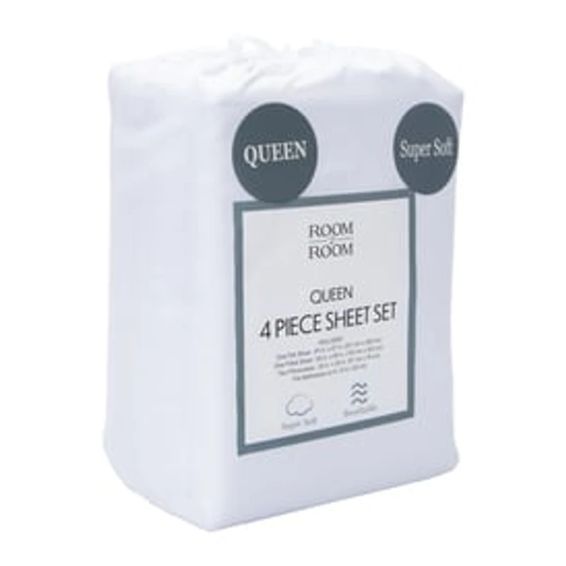 Queen Size 4-Piece Sheet Set - White