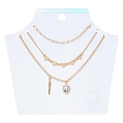 Gold Heart & Angel Layering Necklaces Set, 3-Piece