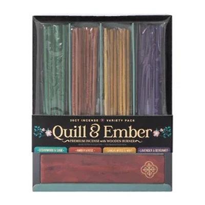 Quill & Ember Premium Incense With Wooden Burner Variety Pack