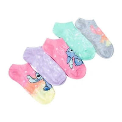 Juniors Disney Stitch No-Shows Socks 5-Pairs