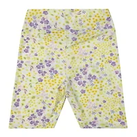 White Floral Bike Shorts