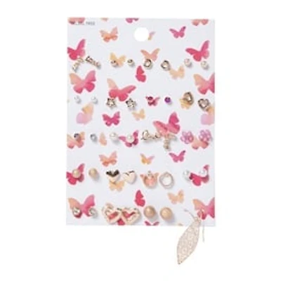 Butterfly Studs & Dangle Earrings Set, 20 Pairs