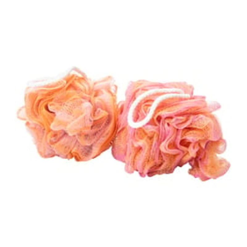 Orange Bath & Shower Mesh Pouf 2-Pack
