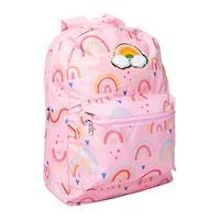 Printed Backpack With Fuzzy Patch 16in