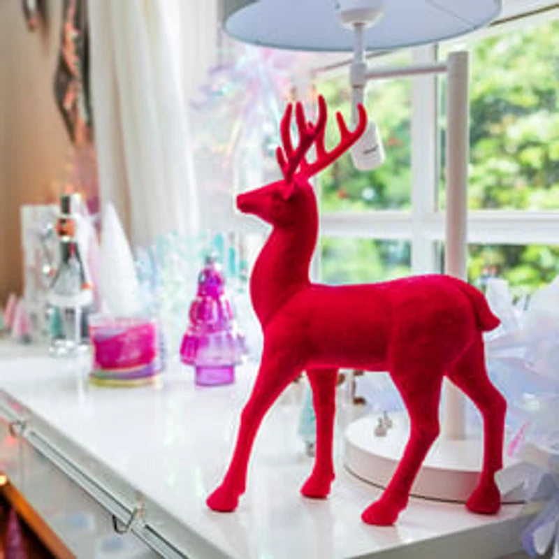Holiday Glitter Reindeer Decor 12.8in