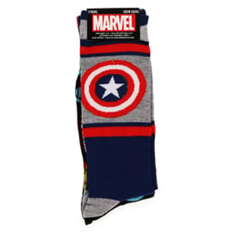 Young Men's Marvel Avengers Captain America Crew Socks, 2 Pairs