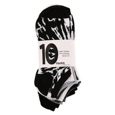 Ladies Low Cut Socks Tie Dye & Solids 10-Pack