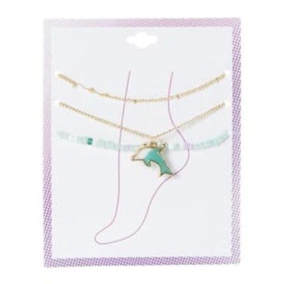 Layered Anklet Set 3-Piece - Dolphin