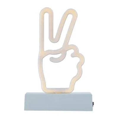 LED Peace Sign Neon Light With Stand 8.5in, Battery Operated