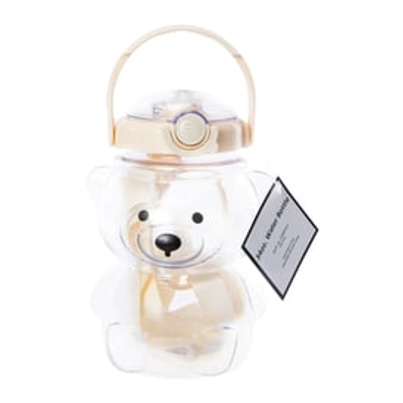 Clear Teddy Bear Water Bottle With Strap 34oz