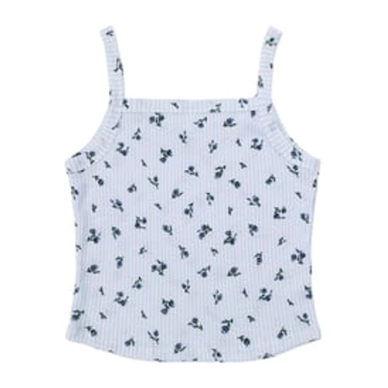 Juniors Floral Rib Tank Top