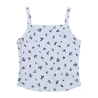 Juniors Floral Rib Tank Top