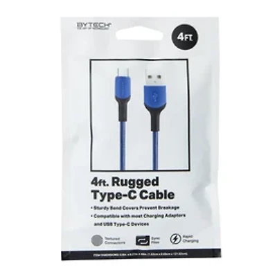 Rugged USB-C To USB-A 4ft Cable