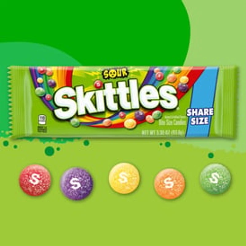 SKITTLES Sour Candy, Share Size, 3.3 oz Bag