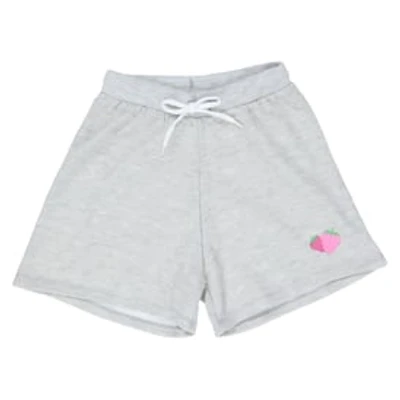 Juniors Gray Fleece Sweat Shorts With Strawberries