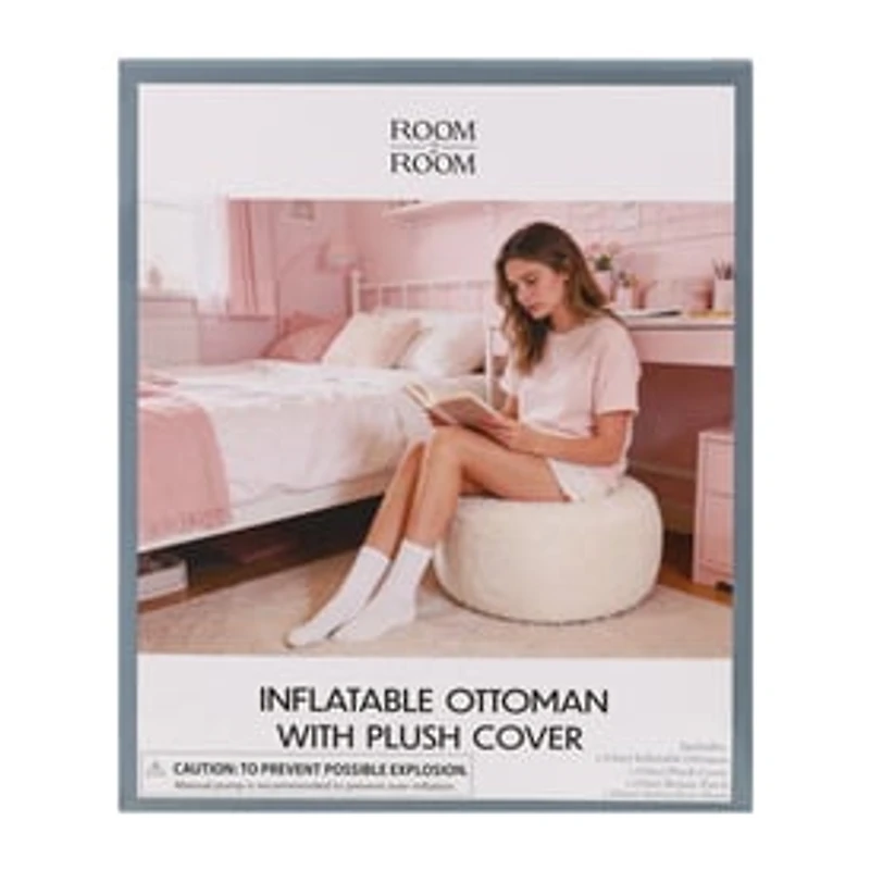 Inflatable Ottoman With Plush Cover