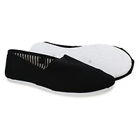 Ladies Canvas Slip-On Shoes - Black