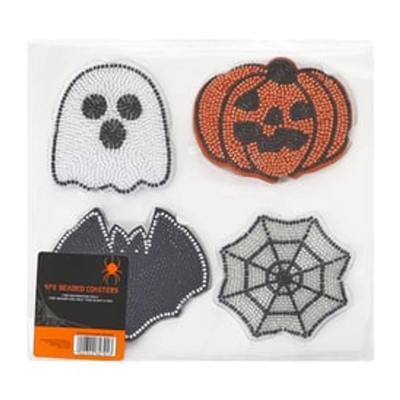 Halloween Beaded Coasters 4-Pack