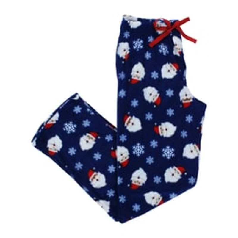 Juniors Holiday Plush Lounge Pants - Santa & Snowflakes