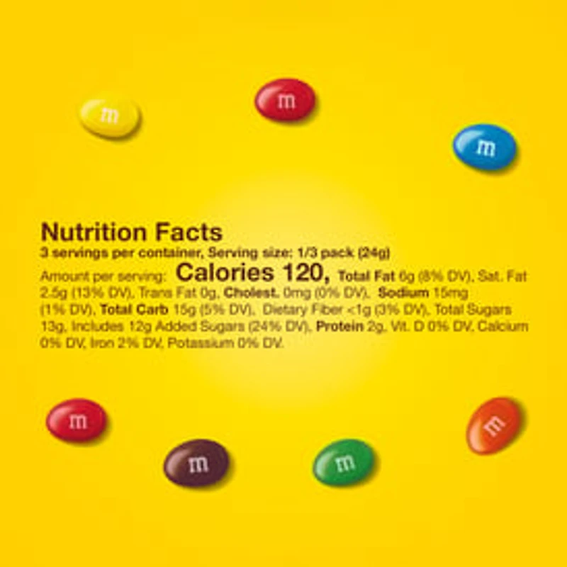 M&M'S Peanut Milk Chocolate Candy, 2.55 oz Bag