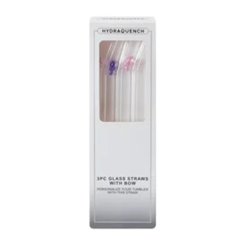 Glass Straws With Bow 3-Count