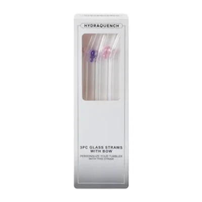 Glass Straws With Bow 3-Count
