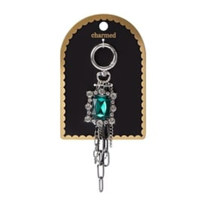 Charmed Green Gem Cluster Key Ring