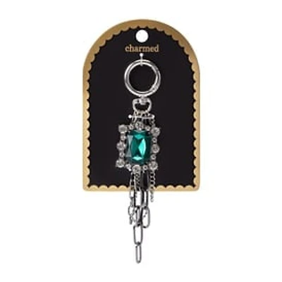 Charmed Green Gem Cluster Key Ring