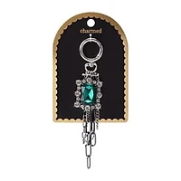 Charmed Green Gem Cluster Key Ring