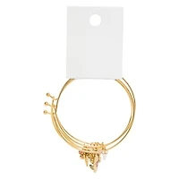 Gold Heart Bangle Charm Bracelet Set