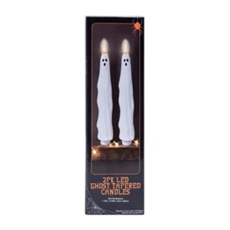 LED Ghost Tapered Candles 2-Pack