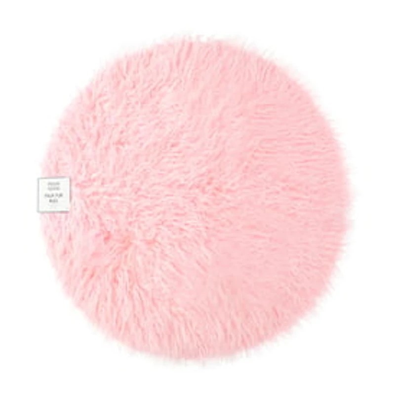 Mongolian Faux Fur Round Area Rug 36in