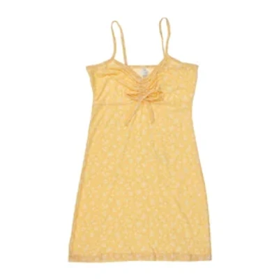 Yellow Floral Cinch-Front Dress