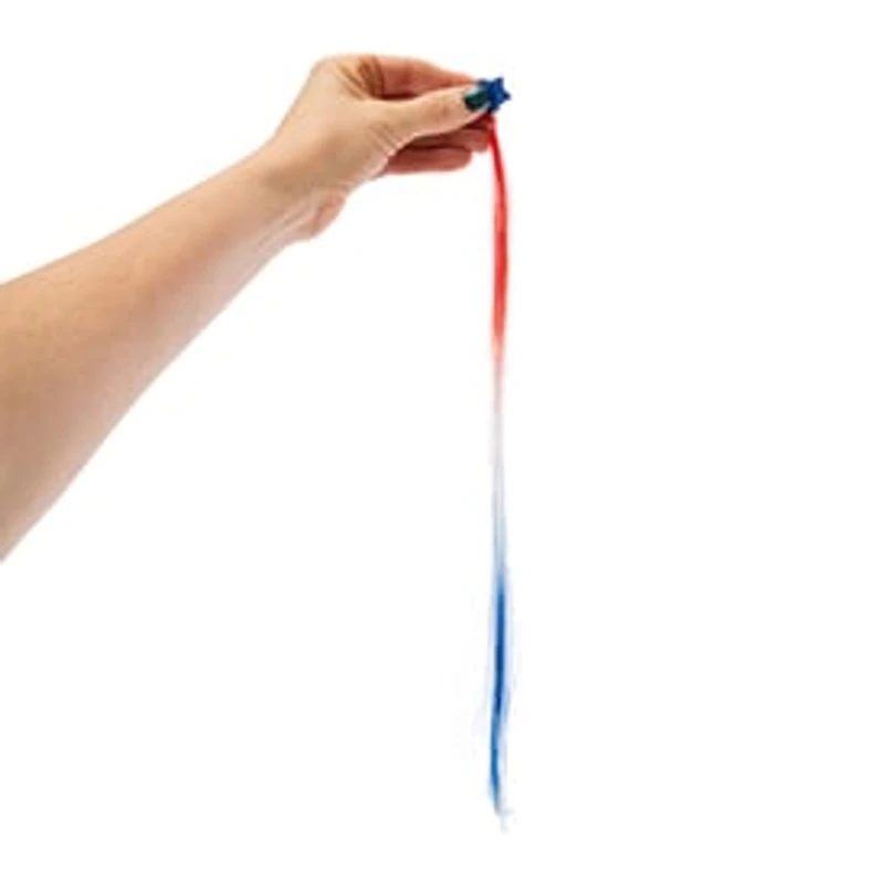 Americana Claw Clips With Faux Hair & Tinsel Extensions 4-Count