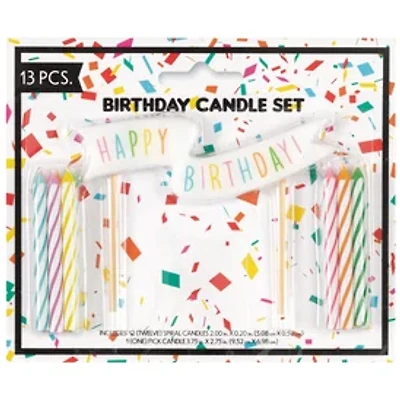 Spiral Birthday Candles & Happy Birthday Pick Candle